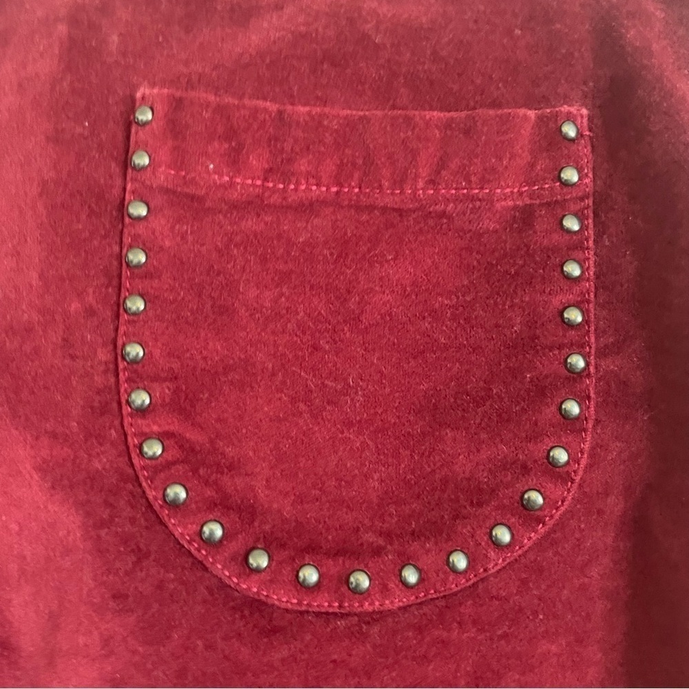 Mossimo Supply Co velvet woman studded skirt size 14 fall mini burgundy autumn - Picture 3 of 10